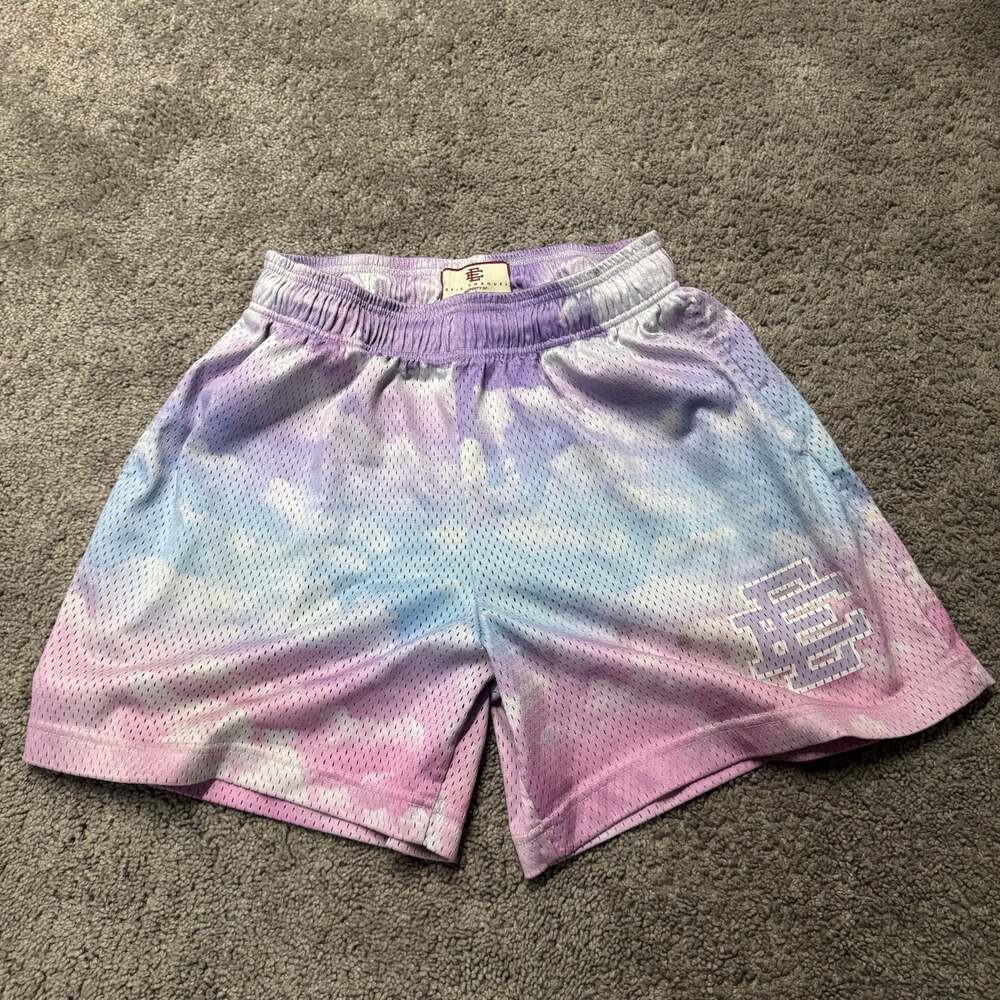 Eric Emanuel EE Basic Mesh Shorts Tie Dye Purple Blue Size Small